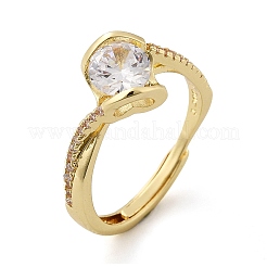 Brass Micro Pave Clear Cubic Zirconia Finger Rings for Women&nbsp;RJEW-U049-01G
