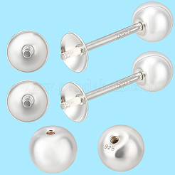 2 Pairs 925 Sterling Silver Stud Earring Findings&nbsp;STER-BBC0008-31C