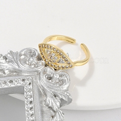 Rack Plating Brass Micro Pave Clear Cubic Zirconia Cuff Finger Rings for Women&nbsp;RJEW-M028-72G