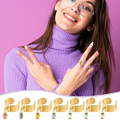 7Pcs 304 Stainless Steel Open Cuff Finger Rings&nbsp;RJEW-UN00027