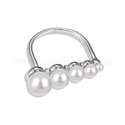 Anti-Tarnish Round Shell Pearl Finger Rings&nbsp;RJEW-Q813-04P