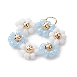 Flower Glass Seed Beads Pendants&nbsp;PALLOY-JF02979