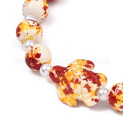 Dyed Synthetic Turquoise & ABS Plastic Imitation Pearl Beads Stretch Bracelets for Women&nbsp;BJEW-JB13641