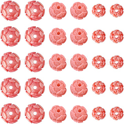 100Pcs 3 Styles Synthetic Coral Dyed Carved Beads&nbsp;SHEL-SC0002-10