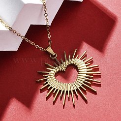 Shining Heart 304 Stainless Steel Pendant Necklaces&nbsp;NJEW-M096-37G