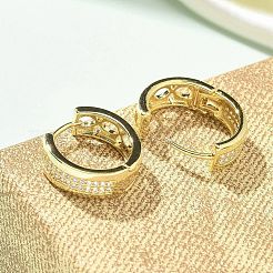 Brass Micro Pave Clear Cubic Zirconia Hoop Earrings&nbsp;EJEW-C122-04G