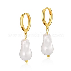 Teardrop Brass Baroque Pearl Hoop Earrings&nbsp;YP9367