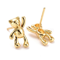 Bear Brass Stud Earrings for Women&nbsp;EJEW-E167-05G