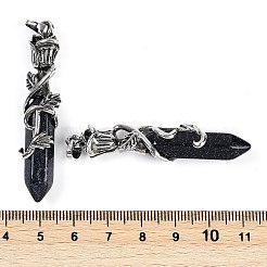 Synthetic Blue Goldstone Faceted Double Termimal Pointed Big Pendants&nbsp;G-P547-03AS-14A