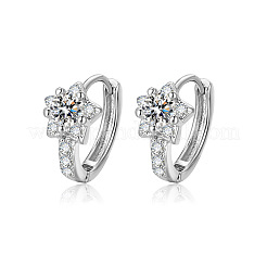 Brass Micro Pave Clear Cubic Zirconia Hoop Earrings&nbsp;WG60D93-01