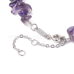 Natural Amethyst Chip Beaded Necklace&nbsp;NJEW-JN03824-03