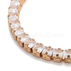 Brass Pave Clear Cubic Zirconia Square Box Chain Slider Bracelets&nbsp;BJEW-YWC0002-10A-G