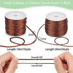 12 Rolls 12 Styles Nylon Satin Rattail Cords&nbsp;NWIR-HY0001-02B