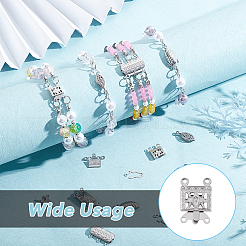 100 Sets 2-Strands 4-Holes 304 Stainless Steel Box Clasps&nbsp;STAS-DC0012-94