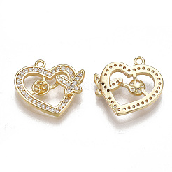 Brass Micro Pave Cubic Zirconia Peg Bails Pendants&nbsp;LS-KK-T038-359G