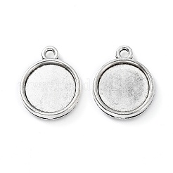 Tibetan Style Antique Silver Alloy Flat Round Pendant Cabochon Settings&nbsp;X-TIBEP-M022-32AS