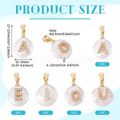 5Pcs 5 Styles Natural Cultured Freshwater Pearl Nuggets with Letter Pendants&nbsp;KK-TA0002-37