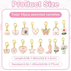 15Pcs Alloy Enamel Pendant Decorations&nbsp;HJEW-YW00499