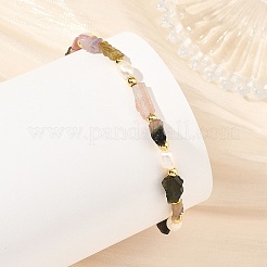 Natural Multicolor Tourmaline & Cultured Freshwater Pearl Beaded Bracelets for Women&nbsp;BJEW-JB14410