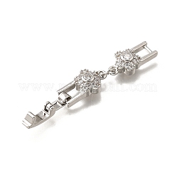 Brass Micro Pave Clear Cubic Zirconia Fold Over Clasps&nbsp;KK-R222-06P