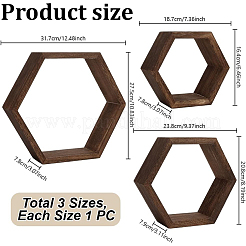 3Pcs 3 Styles Wood Hexagon Flower Stand Display Decorations&nbsp;ODIS-WH0038-324