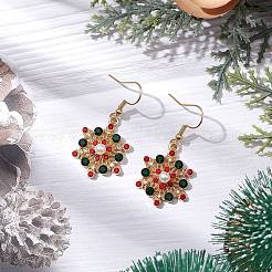Christmas Alloy Rhinestone Dangle Earrings&nbsp;EJEW-JE06121-01