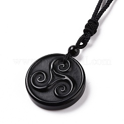 Natural Gemstone Triskele/Triskelion Pendant Necklace with Nylon Cord for Women&nbsp;NJEW-E091-01