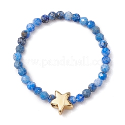 Round Natural Tiger Eye & Black Rutilated Quartz & Lapis Lazuli & Pink Opal Beads Stretch Rings&nbsp;RJEW-JR00790