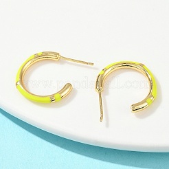 C-Shaped Brass Enamel Stud Earrings&nbsp;EJEW-S277-11G