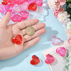 80Pcs 4 Colors Transparent Acrylic Heart Beads&nbsp;OACR-CA0001-23