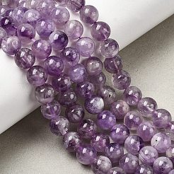 Natural Lavender Amethyst Round Bead Strands&nbsp;G-O134-08-6mm-01
