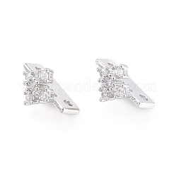 2 Hole Brass Micro Pave Cubic Zirconia Multi-strand Links&nbsp;ZIRC-K084-G01-P
