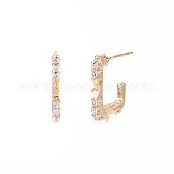 Brass Micro Pave Clear Cubic Zirconia Stud Earring Findings&nbsp;KK-S364-128