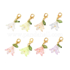 8Pcs 8 Colors Flower Acrylic Pendant Decorations&nbsp;HJEW-FS00034-02