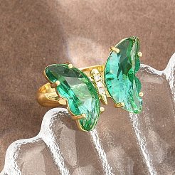 Brass Micro Pave Cubic Zirconia Finger Rings&nbsp;GL-CBA65A8-01G-13