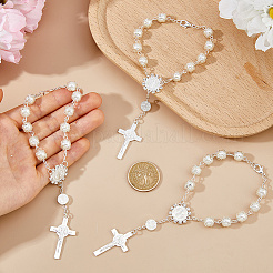 5Pcs Alloy & Glass & Imitation Pearl Charm Bracelets&nbsp;BJEW-DC0001-29