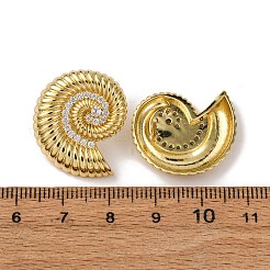 Brass Micro Pave Clear Cubic Zirconia Conch Stud Earrings&nbsp;EJEW-H165-07G