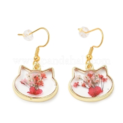 Alloy & Dried Flower Dangle Earrings&nbsp;EJEW-Z169-01G-03