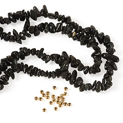 1 Strand Natural Obsidian Chip Beads Strands&nbsp;G-TAD0001-04