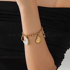 304 Stainless Steel & Natural Shell Charm Bracelets&nbsp;WGD3A98-01
