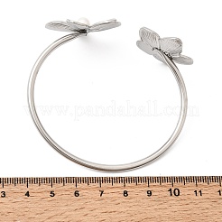 304 Stainless Steel & Plastic Imitation Pearl Cuff Bangles&nbsp;BJEW-Z170-02P