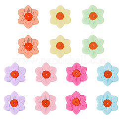 14Pcs 7 Colors Flower Food Grade Eco-Friendly Silicone Focal Beads&nbsp;SIL-TA0003-12