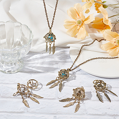 6Pcs 6 Styles Hollow Brass Bead Cage Big Pendants&nbsp;FIND-SC0014-10AB