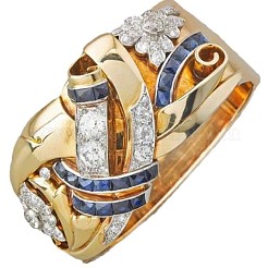 Flower Brass Micro Pave Clear Cubic Zirconia Finger Rings&nbsp;FS-WGA7D1C-04
