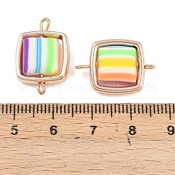 CCB Plastic Frame with Polymer Clay Beads Square Links Connector Charms&nbsp;KK-D103-04G