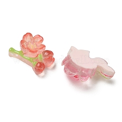 Floral Printed Transparent Resin & Glitter Powder Cabochons&nbsp;RE-CBA332C-03