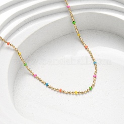 304 Stainless Steel Colorful Enamel Ball Chain Necklaces for Women&nbsp;NJEW-K255-44G