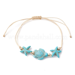 4Pcs 4 Styles Synthetic Turquoise Braided Starfish & Tortoise Beaded Bracelets for Women&nbsp;BJEW-JB10201