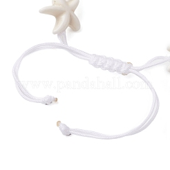Starfish Synthetic Turquoise & Acrylic Pearl Braided Bead Bracelets for Women&nbsp;BJEW-JB11263-02