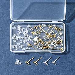 40Pcs 2 Colors 304 Stainless Steel Stud Earring Findings&nbsp;STAS-FS0001-57